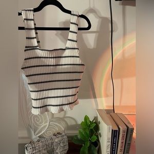 2 small cropped tanks. Striped is American Eagle & leopard print is Forever 21.